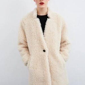 Zara Women's Cream Teddy Jacket